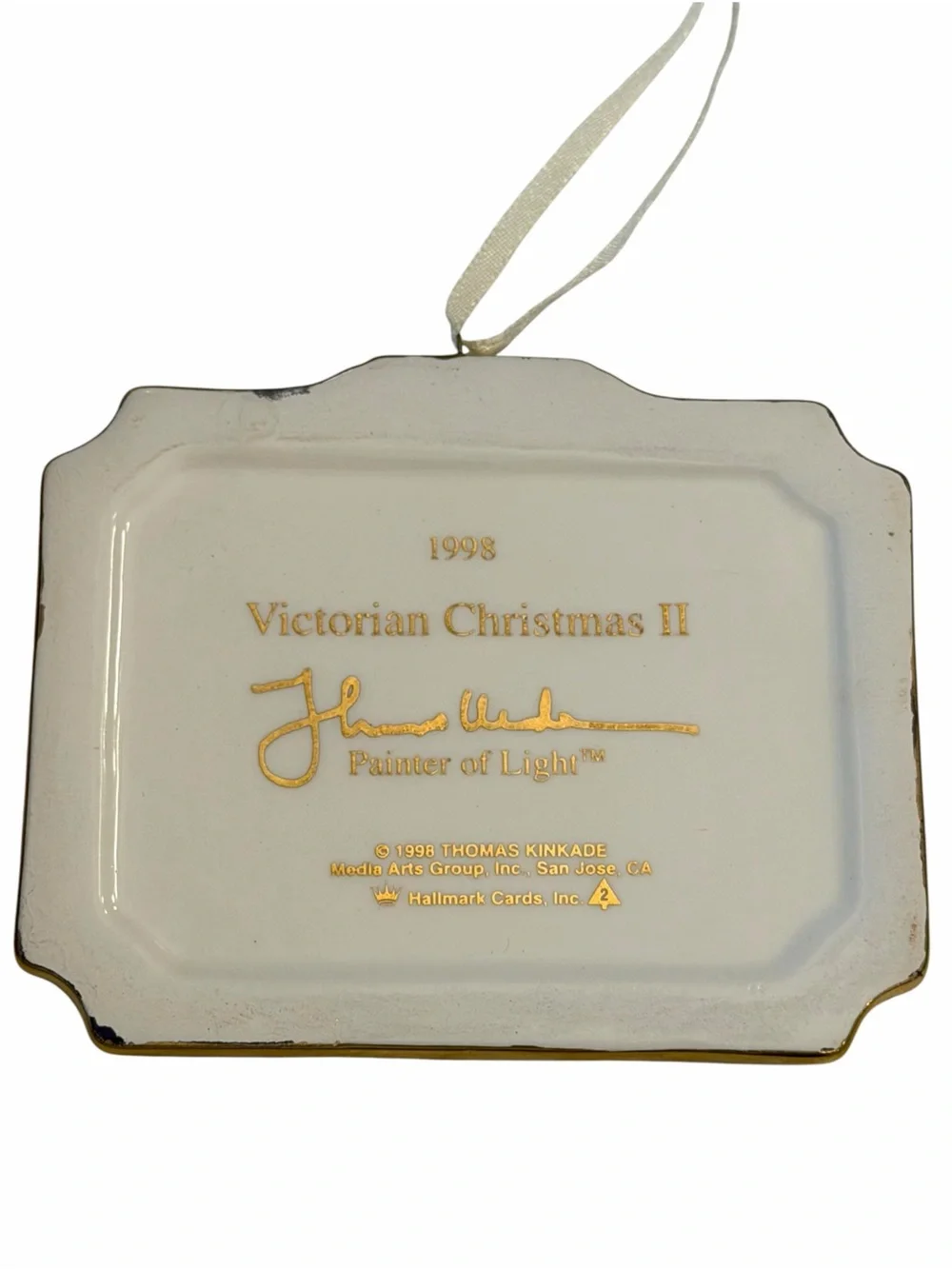 Hallmark 1998 Ceramic Ornament Victorian Christmas II Thomas Kinkade Winter Snow